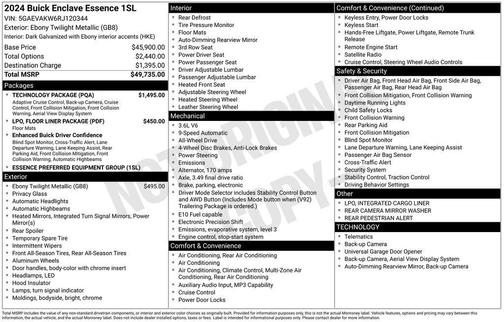 Ebony Twilight Metallic 2024 Buick Enclave Essence AWD