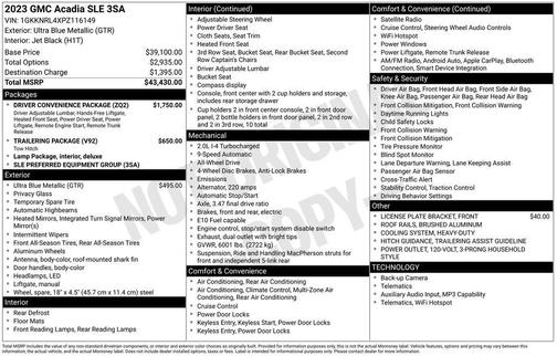 2023 GMC Acadia AWD SLE