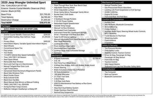 2020 Jeep Wrangler Unlimited Sport