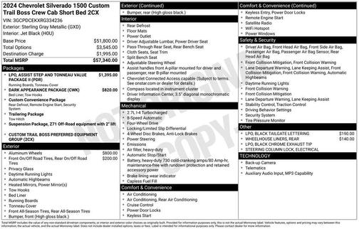 Sterling Gray Metallic 2024 Chevrolet Silverado 1500 Custom Trail Boss
