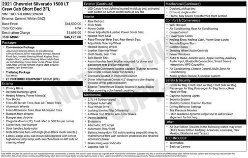 Summit White 2021 Chevrolet Silverado 1500 LT