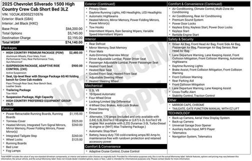 Black 2025 Chevrolet Silverado 1500 High Country