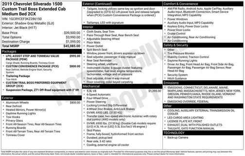 2019 Chevrolet Silverado 1500 Custom Trail Boss