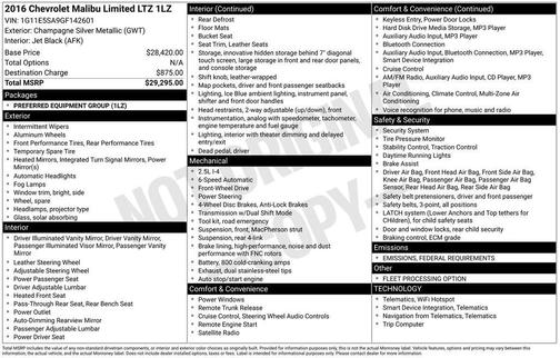 2016 Chevrolet Malibu Limited LTZ