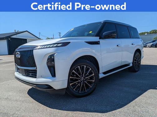 Radiant White/Black Obsidian 2025 INFINITI QX80 AUTOGRAPH AWD