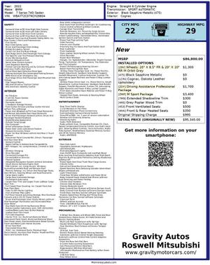 Black Sapphire Metallic 2022 BMW 740 i