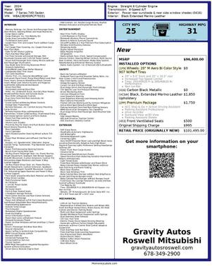 Carbon Black Metallic 2024 BMW 740 740i