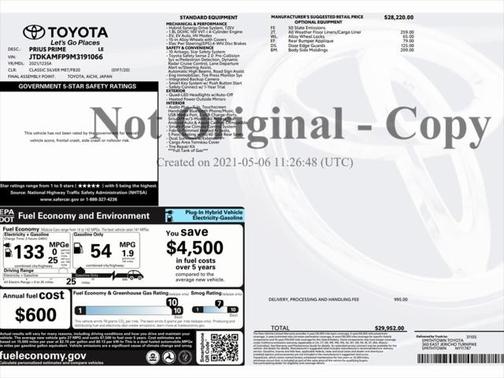 2021 Toyota Prius Prime LE