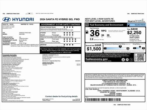 2024 Hyundai SANTA FE SEL 2.4
