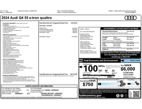 Pebble Gray 2024 Audi Q4 e-tron Premium 55 quattro