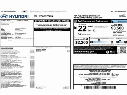 2021 Hyundai Veloster N N