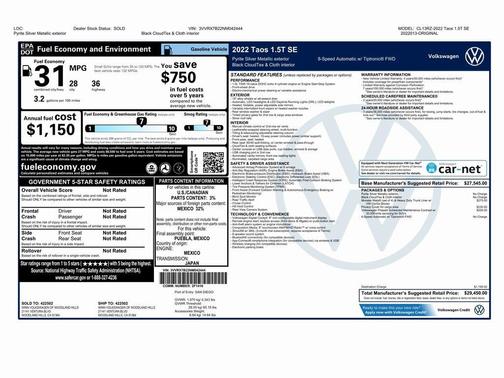 2022 Volkswagen Taos 1.5T SE