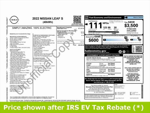2022 Nissan Leaf S 40 kWh