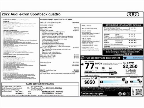 2022 Audi e-tron Sportback S line Premium Plus