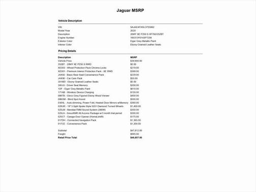 2020 Jaguar XE S RWD Automatic