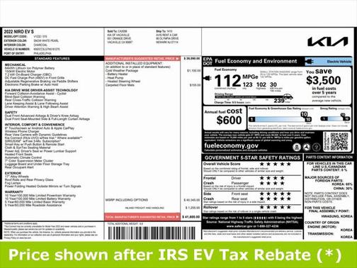 2022 Kia Niro EV S