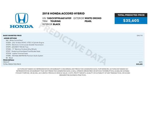 White Orchid Pearl 2018 Honda Accord Hybrid Touring