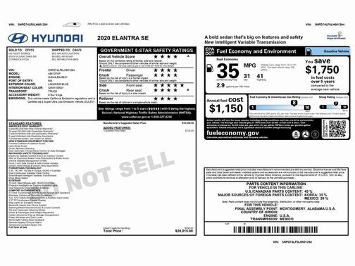 2020 Hyundai ELANTRA SE