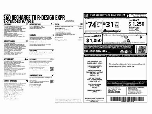 2022 Volvo S60 Recharge Plug-In Hybrid T8 R-Design Expression