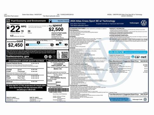 2024 Volkswagen Atlas Cross Sport 2.0T SE w/Technology 4MOTION