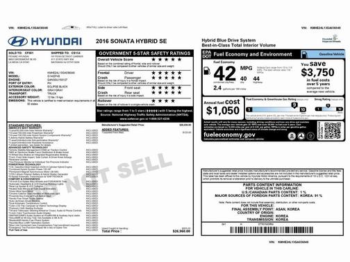 2016 Hyundai SONATA Hybrid SE