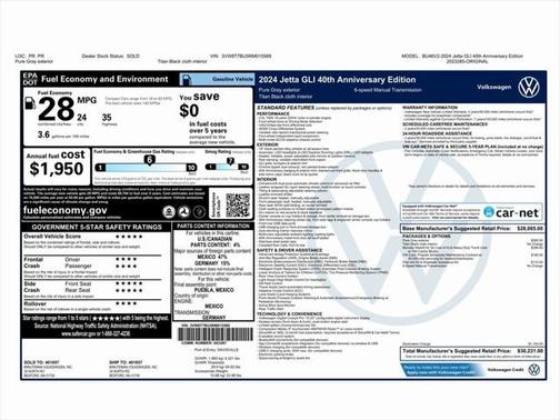 2024 Volkswagen Jetta GLI 2.0T 35th Anniversary Edition