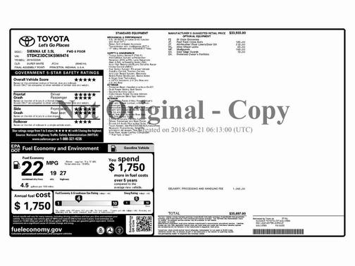 2019 Toyota Sienna LE