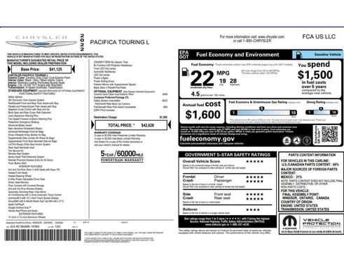 Gray Clearcoat 2022 Chrysler Pacifica Touring L
