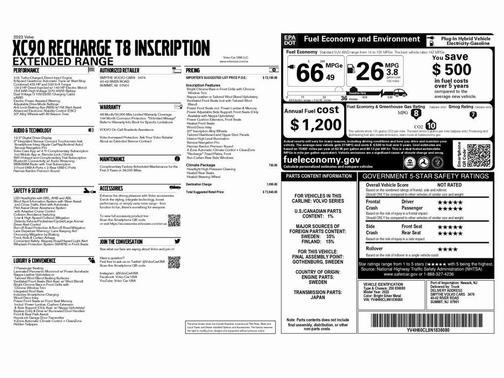2022 Volvo XC90 Recharge Plug-In Hybrid T8 Inscription 6 Passenger