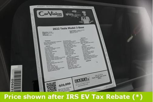 2022 Tesla Model 3 Standard Range