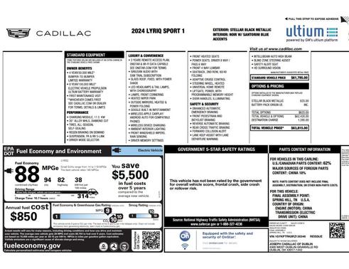 Stellar Black Metallic 2024 Cadillac LYRIQ Sport