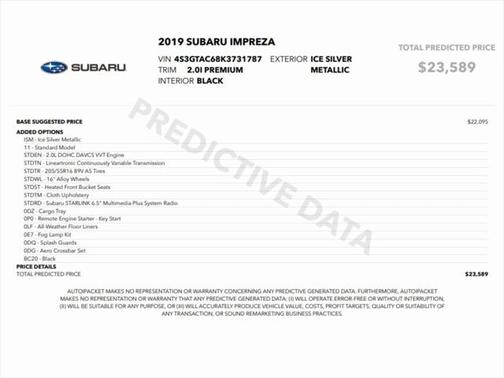 2019 Subaru Impreza 2.0i Premium