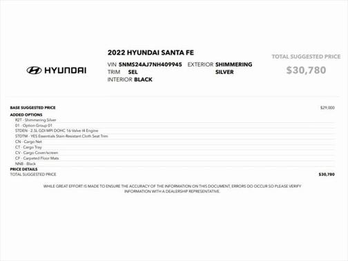 2022 Hyundai SANTA FE SEL 2.4
