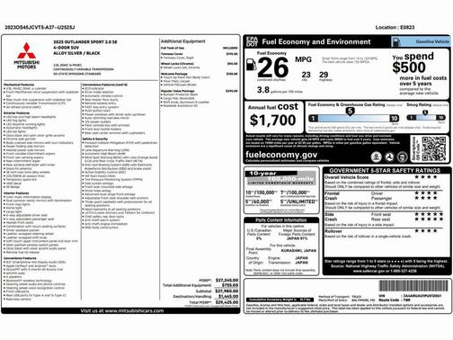 2023 Mitsubishi Outlander Sport SE
