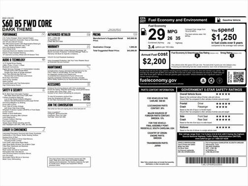 2024 Volvo S60 B5 Core Dark Theme