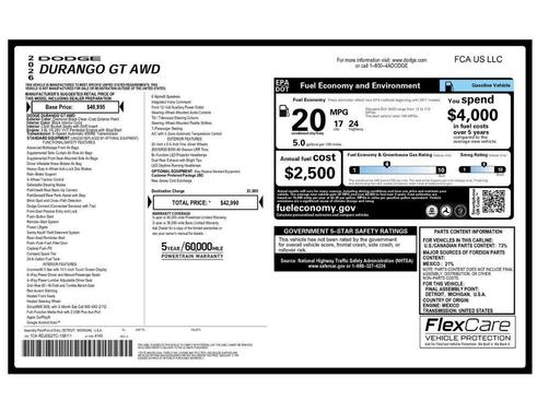 Black Clearcoat 2026 Dodge Durango GT AWD
