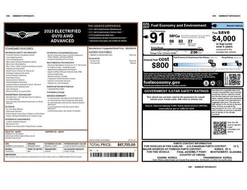 Makalu Gray 2023 Genesis Electrified GV70 Advanced AWD