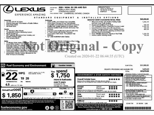 2020 Lexus RX 350 Base