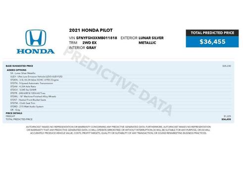 Lunar Silver Metallic 2021 Honda Pilot 2WD EX