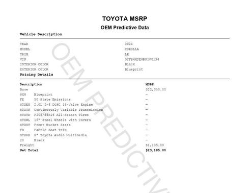 2024 Toyota Corolla LE