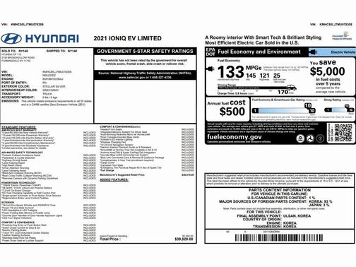 2021 Hyundai IONIQ EV Limited