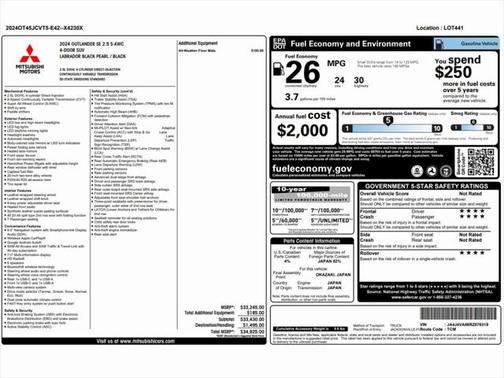 2024 Mitsubishi Outlander SE Black Edition w/Pano Roof S-AWC