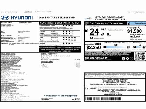 2024 Hyundai SANTA FE SEL 2.4