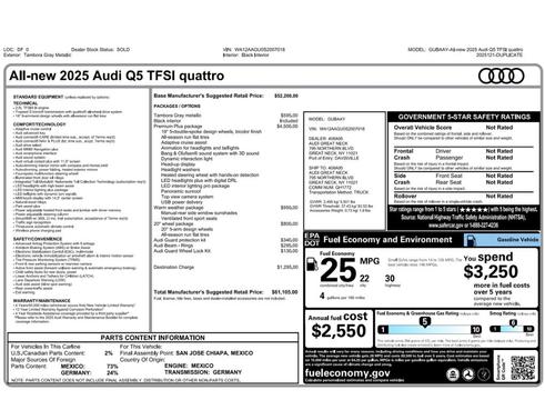 Tambora Gray Metallic 2025 Audi Q5 Premium Plus TFSI quattro S tronic