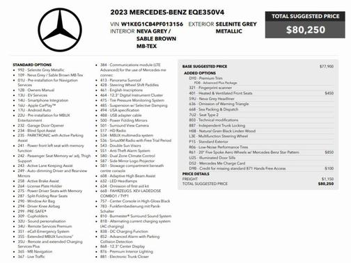 Gray 2023 Mercedes-Benz EQE 350 4MATIC+