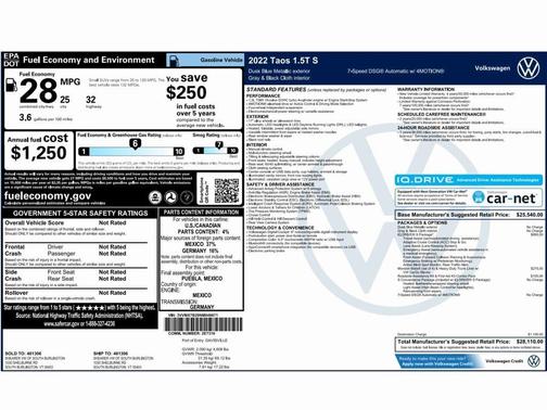 2022 Volkswagen Taos 1.5T S