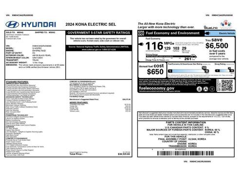 Abyss Black Pearl 2024 Hyundai KONA EV SEL