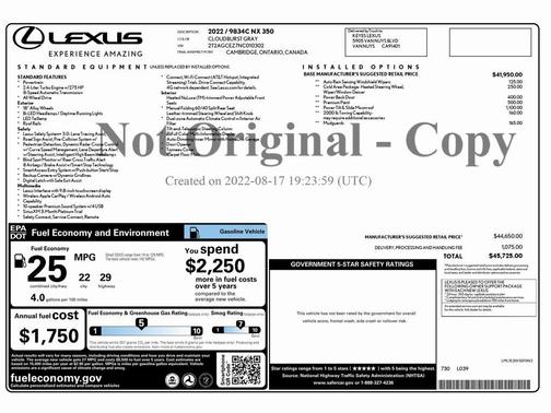 2022 Lexus NX 350 350