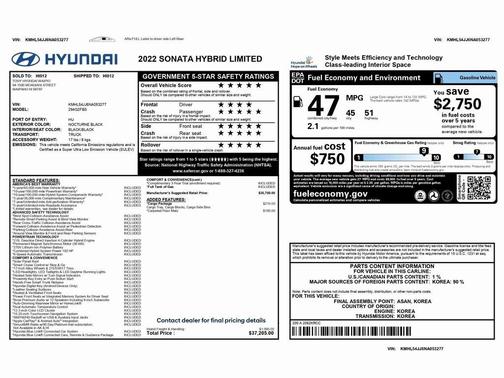 2022 Hyundai SONATA Hybrid Limited