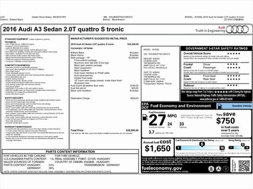 2016 Audi A3 2.0T Premium